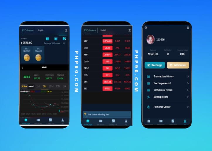 二次開發(fā)英文版聚星微盤微交易系統(tǒng)源碼,支持pc,手機h5自適應(yīng)